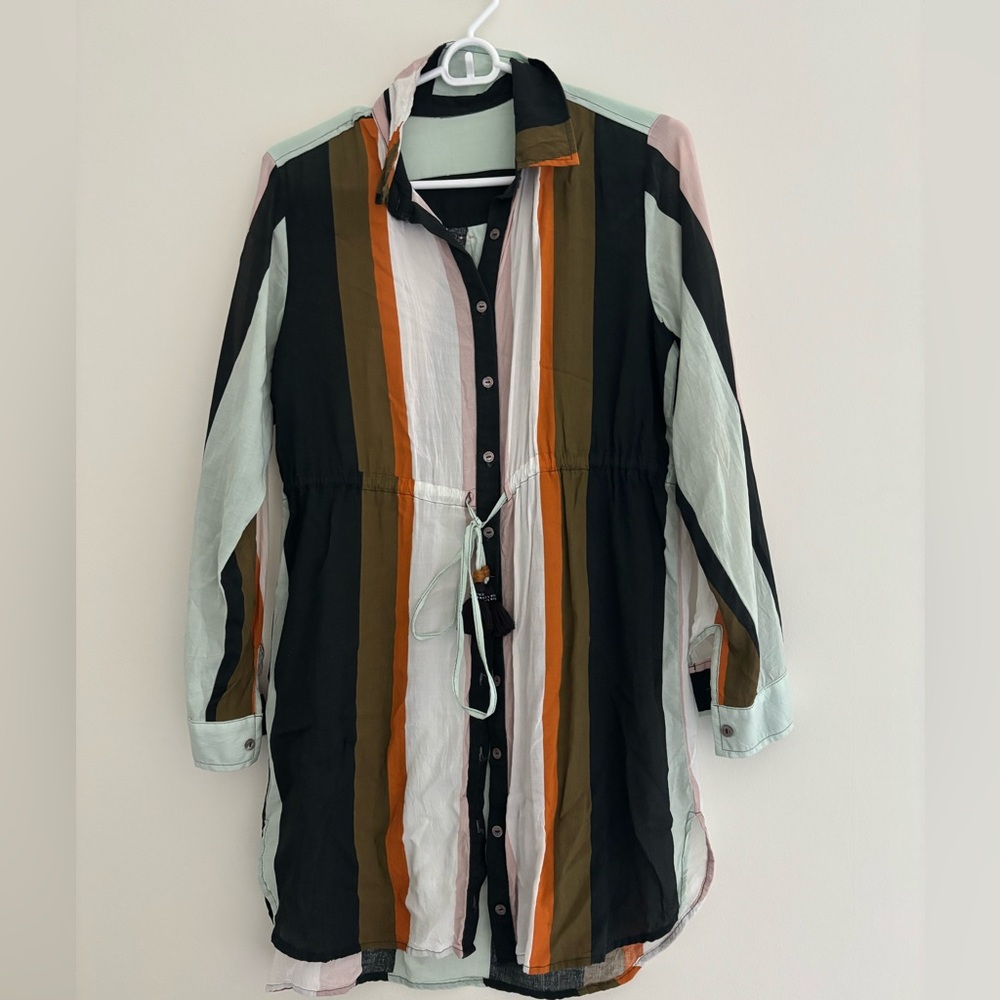 Maaji Striped Button-Up Tunic Coverup